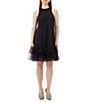 Color:Black - Image 1 - Otaku Woven Crew Neck Sleeveless A-Line Tulle Layering Dress