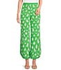 Trina Turk Overhead Woven Drape Print Flat Front Drapey Ankle Pants, Color:Grass Court Green - Image 1