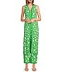 Trina Turk Overhead Woven Drape Print Flat Front Drapey Ankle Pants, Color:Grass Court Green - Image 3