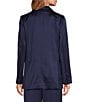 Color:Night Sky - Image 2 - Park Avenue Satin Notch Lapel Collar Long Sleeve Pocketed Coordinating One Button Jacket