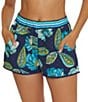 Color:Multi - Image 1 - Pirouette Floral Print Side Pocket Pull-On Swim Cover-Up Shorts