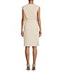 Color:Sancerre - Image 2 - Plaza Woven Asymmetric Neck Ruched Side Slit Midi Sheath Dress