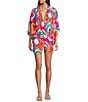 Trina Turk Pommes Abstract Double Georgette Printed High Rise Shorts, Color:Multi - Image 3