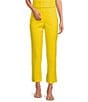 Trina Turk Pop Stretch Linen Blend Flat Front Mid Rise Crop Coordinating Pants, Color:Lavandou Lemon - Image 1