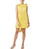 Color:Sunshine State - Image 1 - Priscilla Satin Crew Neck Sleeveless Long Bow Streamer Side Pocket Sheath Dress