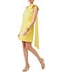 Color:Sunshine State - Image 3 - Priscilla Satin Crew Neck Sleeveless Long Bow Streamer Side Pocket Sheath Dress