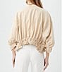 Color:Biscotti - Image 2 - Prita Round Neck Dolman Sleeve Zip Front Drawstring Hem Linen Blend Jacket