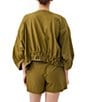 Color:Sorrento Sage - Image 2 - Prita Round Neck Dolman Sleeve Zip Front Drawstring Hem Linen Blend Jacket