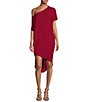 Color:Sumac - Image 1 - Radiant One Shoulder Short Sleeve Asymmetrical High-Low Hem Cocoon Waistless Caftan Dress