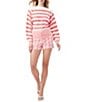 Color:Positano Pink - Image 3 - Ramona 2 Knit Stripe Print Boat Neck Long Sleeve Sweater