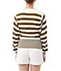 Color:Sorrento Sage - Image 2 - Ramona 2 Knit Stripe Print Boat Neck Long Sleeve Sweater