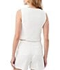 Color:Whitewash - Image 2 - Refreshment 2 Jacquard Textured Square Neck Sleeveless Button Front Top