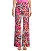 Color:Multi - Image 1 - Rudi Stretch Knit Abstract Print Kick Flare Flat Front Pant