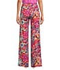 Color:Multi - Image 2 - Rudi Stretch Knit Abstract Print Kick Flare Flat Front Pant