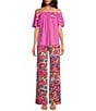 Color:Multi - Image 3 - Rudi Stretch Knit Abstract Print Kick Flare Flat Front Pant