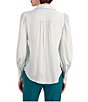 Color:Blue Frost - Image 2 - Sagittarius Silk Blend Point Collar Long Sleeve Button Front Top