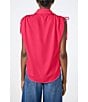 Trina Turk Saint Tropez Double Georgette Collared Button Front Tie Shoulder Top, Color:Cannes Coral - Image 2