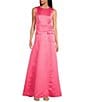 Color:Pink Paradise - Image 1 - Satin High Neck Sleeveless Vertical Seam Front Patch Pocket Guinevere Dress