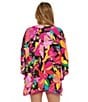 Color:Multi - Image 2 - Solar Floral Print Open Front Cover-Up Kimono