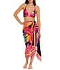 Color:Multi - Image 3 - Solar Floral Print Wrap Skirt Pareo Cover-Up