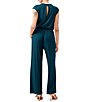 Color:Pool Teal - Image 2 - Souss Jersey Crew Neck Cap Sleeves Tie Front Jumpsuit