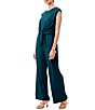 Color:Pool Teal - Image 3 - Souss Jersey Crew Neck Cap Sleeves Tie Front Jumpsuit