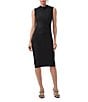Trina Turk Spruce Slinky Jersey High Cowl Neck Sleeveless Ruched Side Dress, Color:Black - Image 1