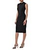 Trina Turk Spruce Slinky Jersey High Cowl Neck Sleeveless Ruched Side Dress, Color:Black - Image 3