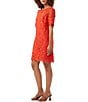 Color:Reef Red - Image 3 - Sun Floral Lakewood Lace Boat Neck Short Sleeve Sheath Dress