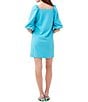 Color:Below Deck Blue - Image 2 - Symphony Stretch Square Neck Balloon Elbow Sleeve Shift Dress