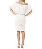 Color:Whitewash - Image 2 - Tatiana Plisse Off-The-Shoulder Blouson Sleeve Cinched Waist Back Slit Sheath Dress
