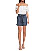 Color:White - Image 3 - Terrace Eyelet Off-the-Shoulder Short Sleeve Cotton Top