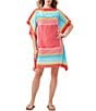 Color:Multi - Image 1 - Theodora Stripe Print Silk Boat Neck Dolman Sleeve Caftan Dress