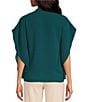 Color:Greenwich Green - Image 2 - Tompkins Square Woven V-Neck Short Dolman Sleeve Ruffled Top