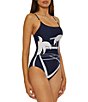 Trina Turk Trina Tennis Scenic Print Square Neck One Piece Swimsuit, Color:Ink - Image 3