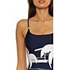 Trina Turk Trina Tennis Scenic Print Square Neck One Piece Swimsuit, Color:Ink - Image 4