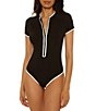 Trina Turk Triumph Texture Ribbed Paddle One-Piece Swimsuit - Image 1