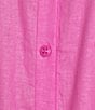 Color:Piazza Pink - Image 4 - Vara Linen-Blend Point Collar Short Sleeve Cargo Pocket Coordinating Button Front Top