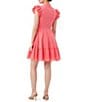 Trina Turk Vignola Cotton Voile Mandarin Collar V-Neck Cap Sleeve Ruffle Tiered A-Line Dress, Color:Positano Pink - Image 2