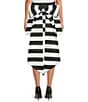 Trina Turk Vinna Stripe Print Satin High Waisted Bow Back Mini Skirt, Color:Black/White - Image 2