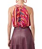 Color:Radio City Rose Multi - Image 2 - Waldorf Georgette Woven Broadway Blossom Floral Print Halter Neck Sleeveless Top