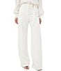 Color:Winter White - Image 1 - Wasabi 2 Stretch Woven Pocketed High Waisted Wide-Leg Belted Pant