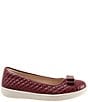 Color:Dark Red - Image 2 - Anna Quilted Leather Bow Detail Slip-Ons