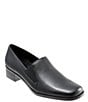 Color:Black - Image 1 - Ash Leather Slip-On Block Heel Loafers