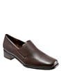 Color:Fudge - Image 1 - Ash Leather Slip-On Block Heel Loafers