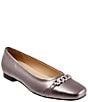 Color:Pewter - Image 1 - Harmony Leather Square Toe Chain Flats