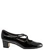 Color:Black Patent - Image 2 - Jamie Patent Leather Cross Over Band Block Heel Pumps
