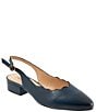 Color:Navy - Image 1 - Joselyn Scalloped Leather Block Heel Slingback Pumps
