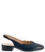 Color:Navy - Image 2 - Joselyn Scalloped Leather Block Heel Slingback Pumps