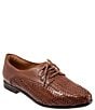 Color:Brown - Image 1 - Lizzie Herringbone Woven Leather Lace-Up Dress Oxfords